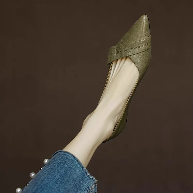 法式羊皮断码清仓真皮浅口单鞋女平底2025秋季新款女鞋春秋小皮鞋