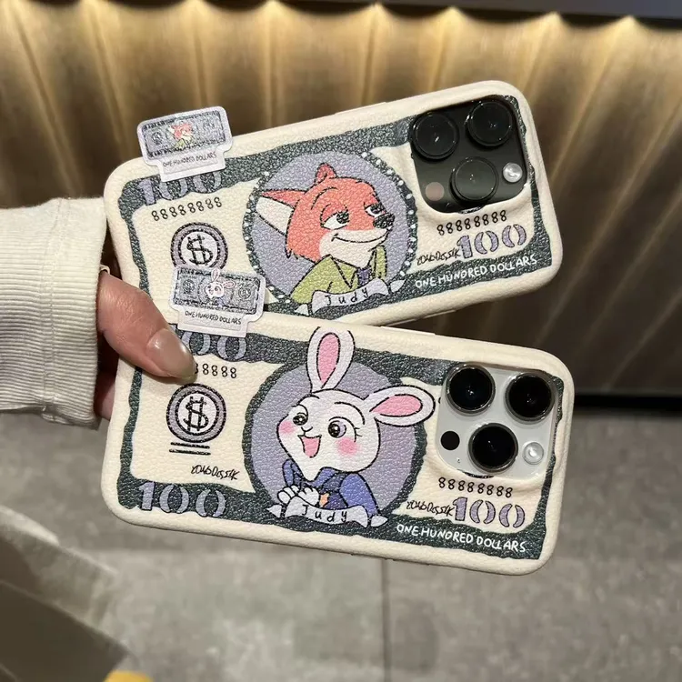 GGBond钞票朱迪尼克标签适用苹果16皮纹手机壳小米17vivo华为oppo