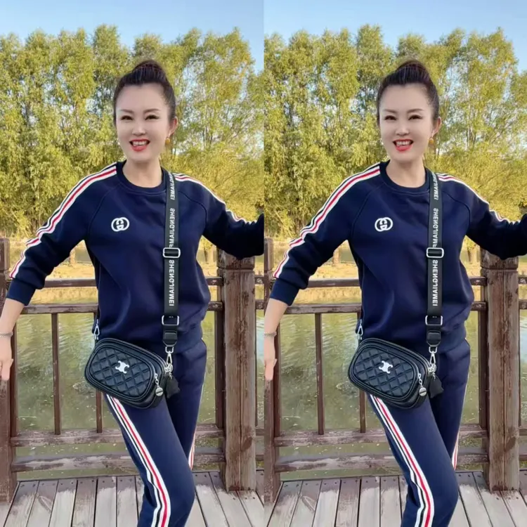 2601加绒新款圆领洋气百搭套头休闲运动套装