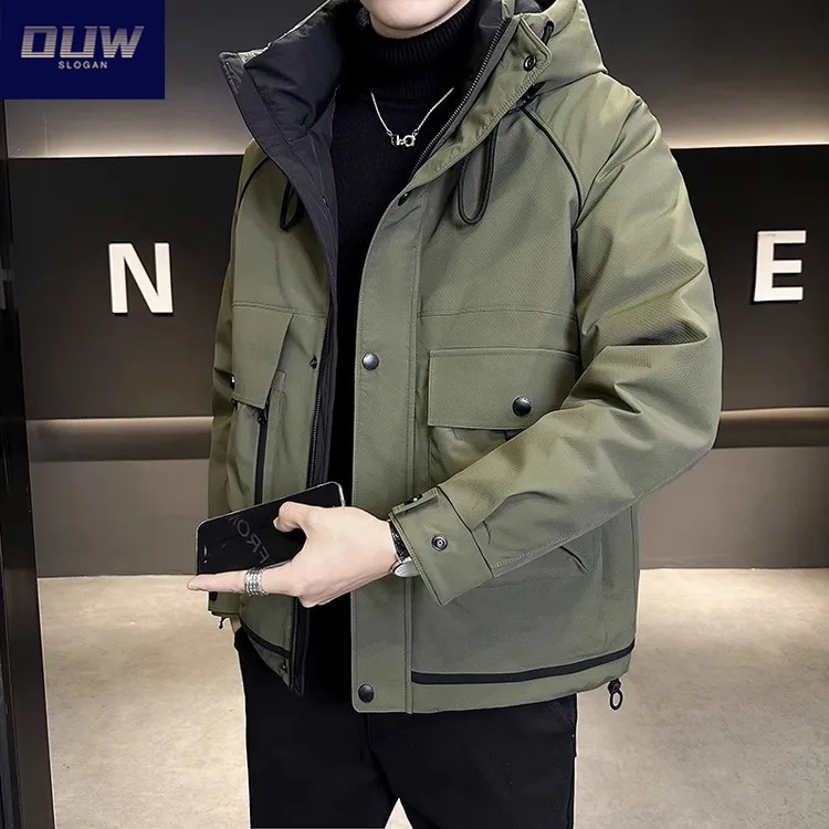 O.U.W男士羽绒服工装衣服保暖防寒服2025新款冬季冲锋衣宽松外套