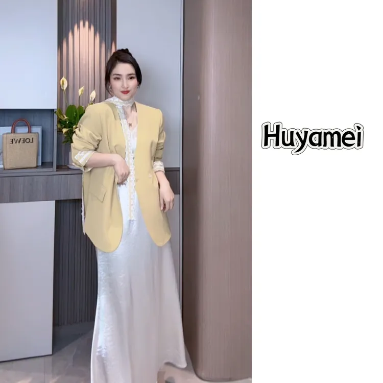 轻奢气质醋酸缎面飘带西装外套女高级感V领百搭西服