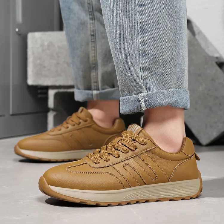 德训秋冬新款头层牛皮真皮小阿甘鞋男士鞋子秋冬款爆款2025新款