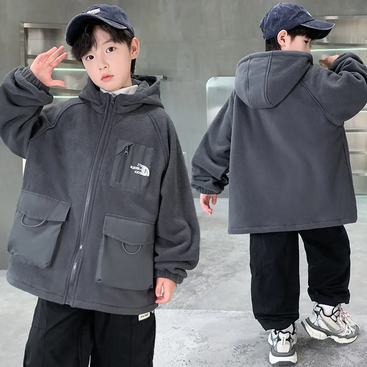 男童外套摇粒绒秋冬中大童8-15岁男童装6-12岁潮款大童春秋款衣服