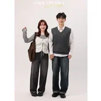 KMZY/KMZY山_山【美式甜酷】微胖复古甜酷休闲高腰黑灰色直筒牛仔裤