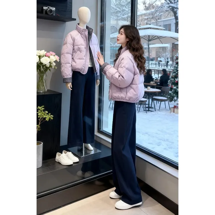 韩系短款加厚棉服女款2025年冬季新款保暖时尚超好看立领棉衣外套