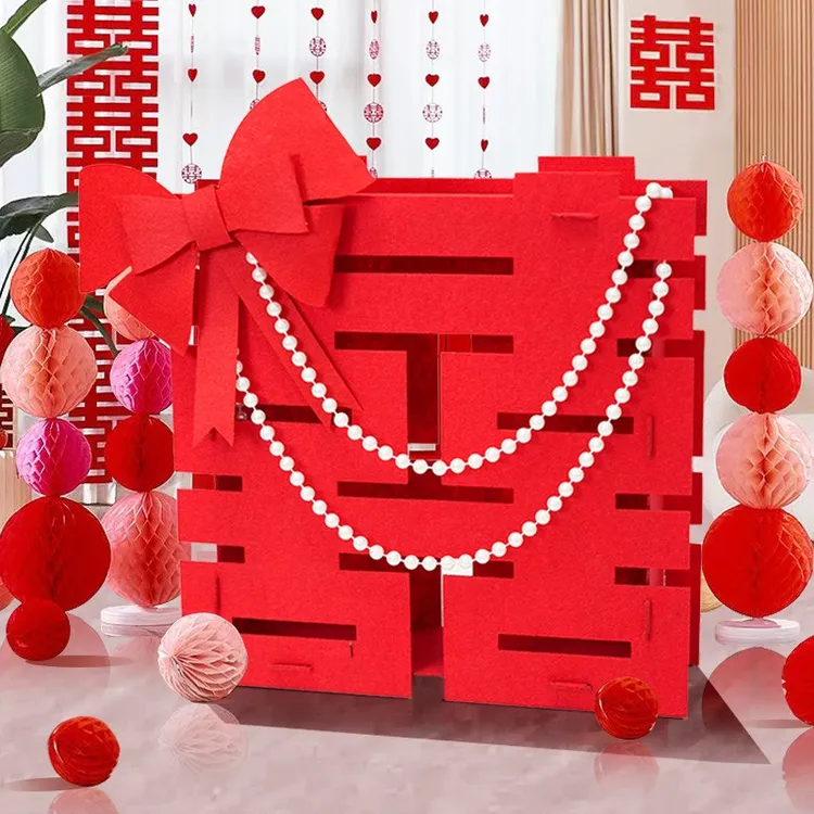 结婚大气加厚喜字摆件创意时尚设计浪漫婚房客厅布置手工双面方形