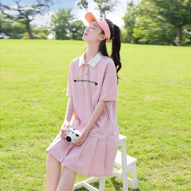 女童夏季连衣裙2025新款初中生运动洋气女大童裙子女孩夏装POLO裙