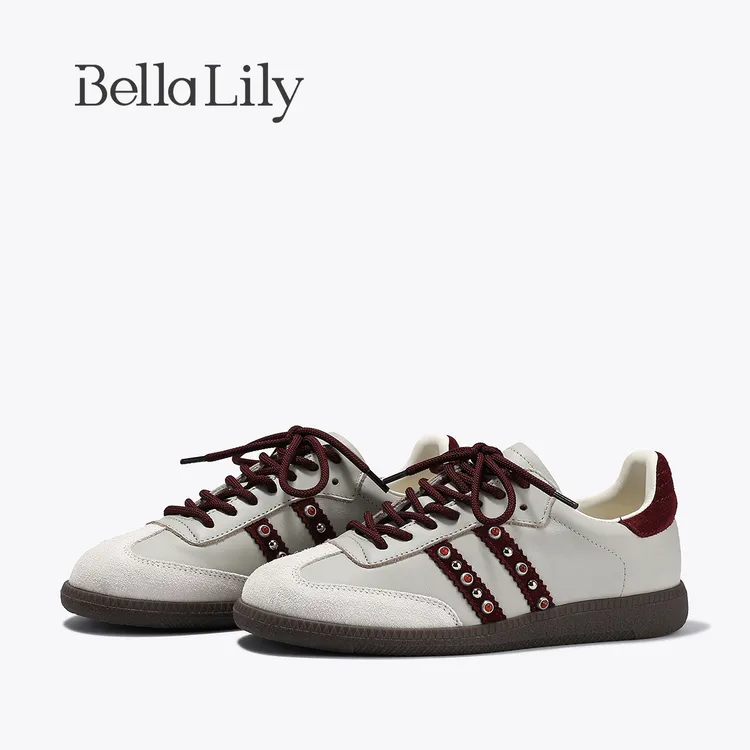 BellaLily秋季新款韩系简约女鞋潮流平底板鞋百搭经典德训鞋