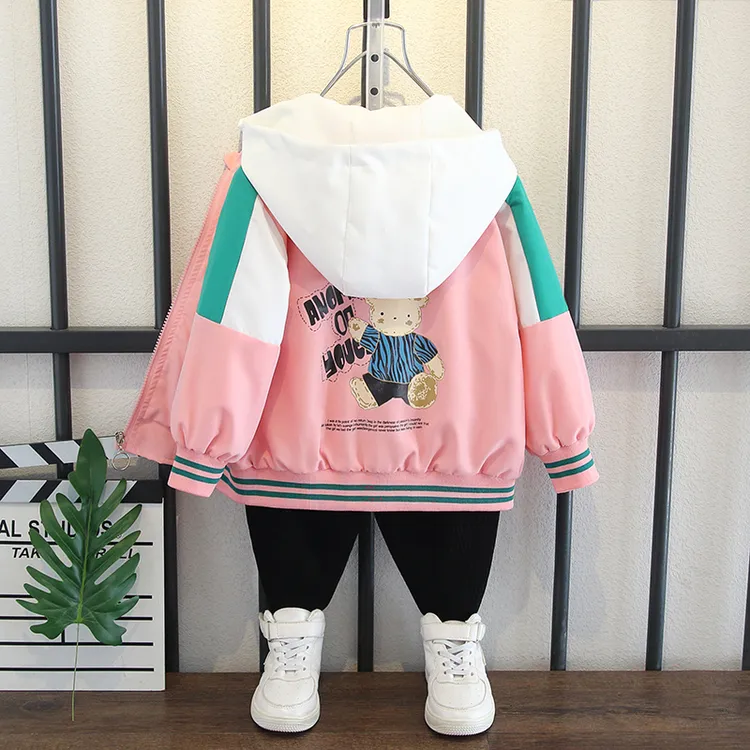 春装外套2025秋装新款女童连帽运动服洋气棒球服夹克男童宝宝上衣