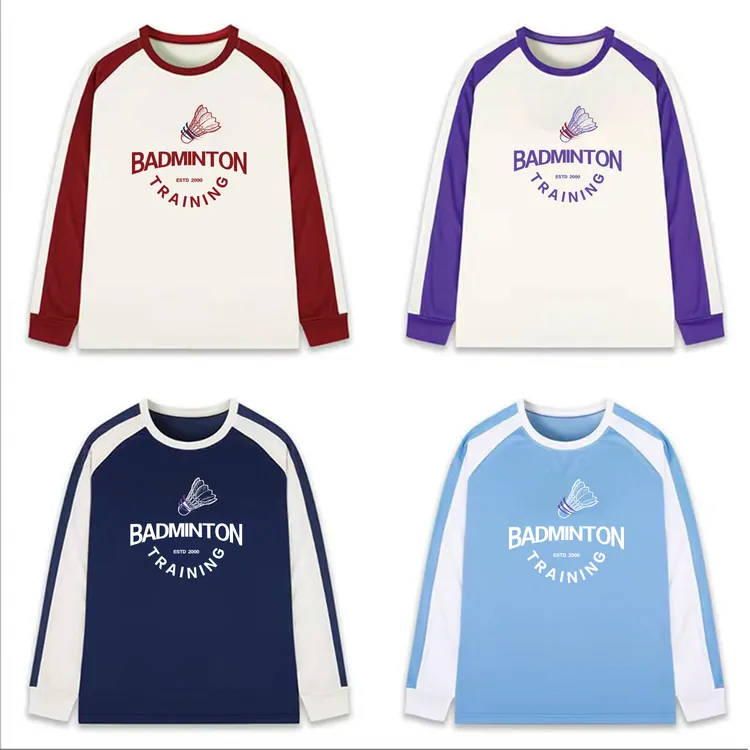 羽毛球服国潮文化衫运动速干长袖T恤男女比赛训练团队定制上衣服