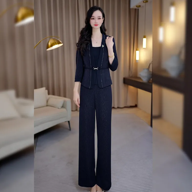 贵夫人气质优雅套裤2025新款静奢风时尚休闲高腰显瘦套装27127