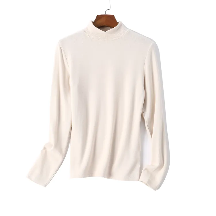 B 门店2&09！糯叽打底衫」羊毛醋酸混纺舒适半高领内搭上衣女C25349