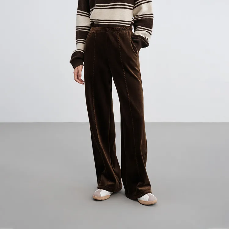 【雪绒裤】EP雅莹2025新款 弹力高腰灯芯绒宽松显瘦直筒休闲裤6409B