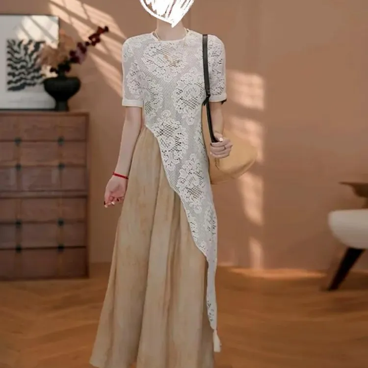 轻奢蕾丝罩衫吊带裙套装夏季新款气质法式氛围感浪漫风两件套