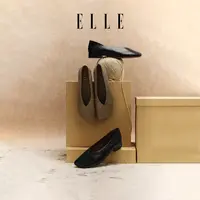 ELLE软皮软底真皮女鞋不累脚2025新款秋季低跟单鞋方头