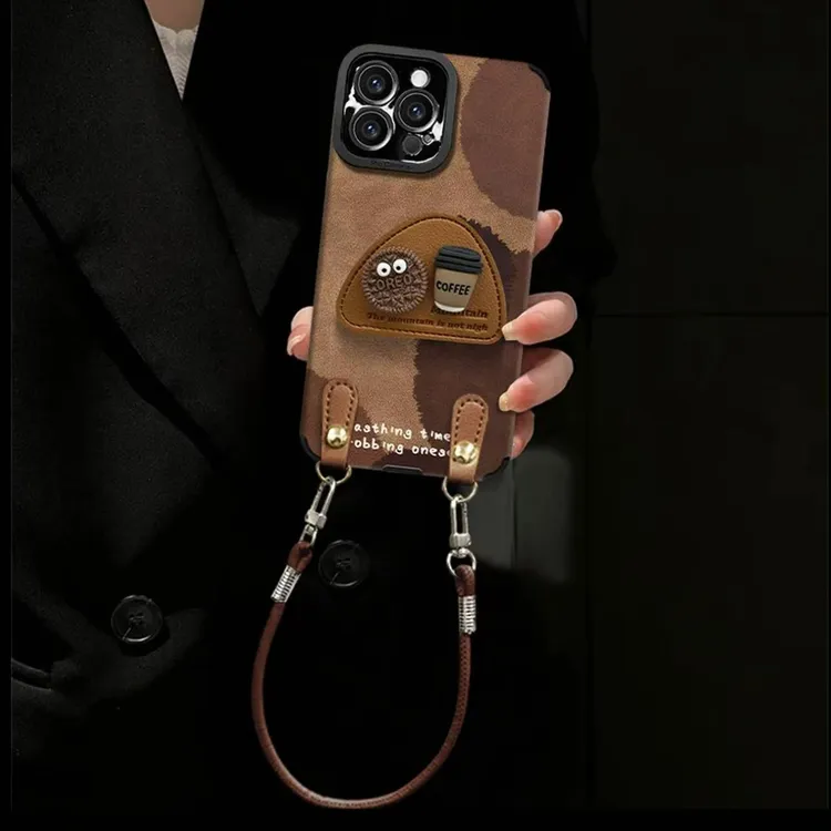 BANCA煤球咖啡支架挂绳适用苹果17手机壳iPhone16小米vivoppo华为