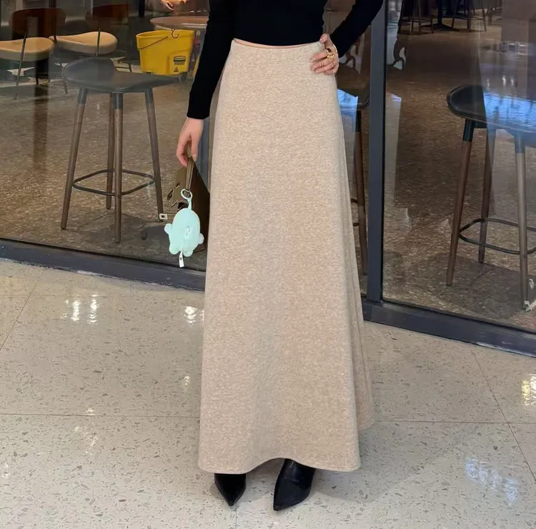 冬款加厚加绒【baby绒】高品质弹力收腰显瘦遮肉纯色气质半身裙