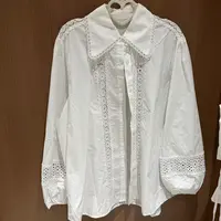 330蕾丝白色镂空法式刺绣蝴蝶结女衬衫刺绣气质秋季