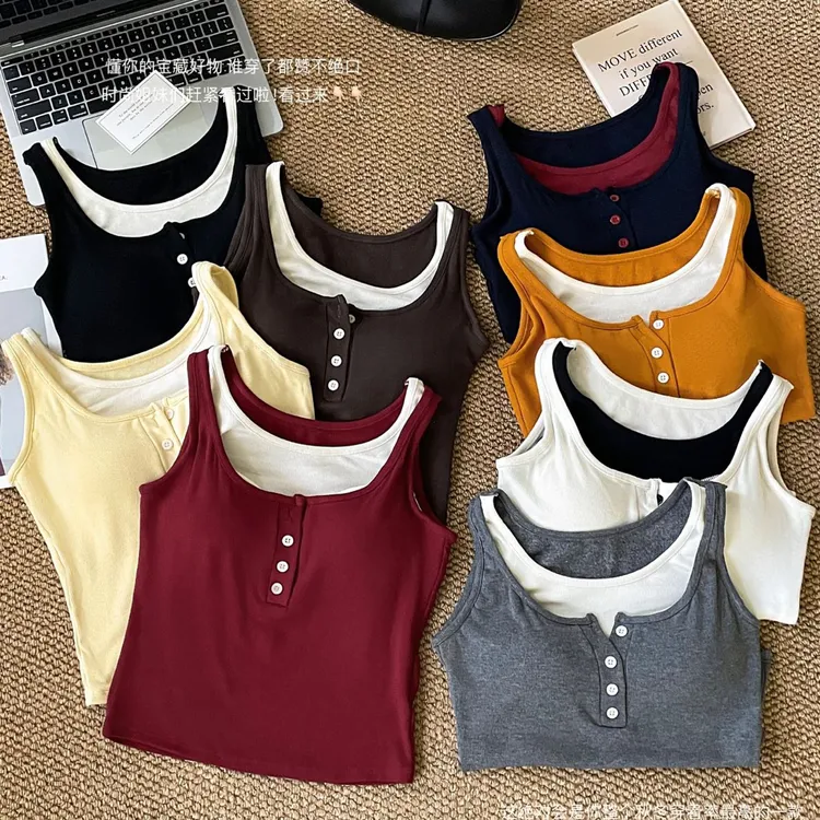 114# 冬季内搭吊带背心假两件撞色设计修身显瘦百适合多季节穿着