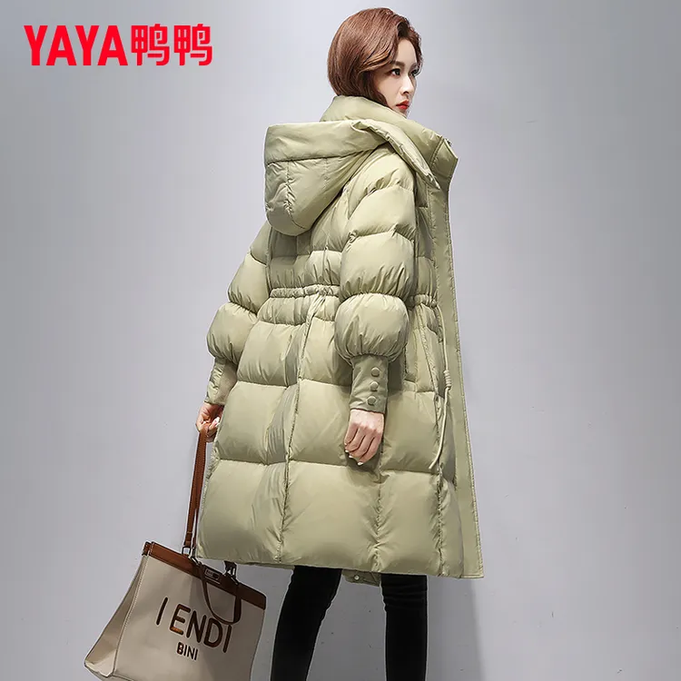 YAYA/鸭鸭品牌羽绒服女中长款收腰显瘦2025冬季新款加厚羽绒外套