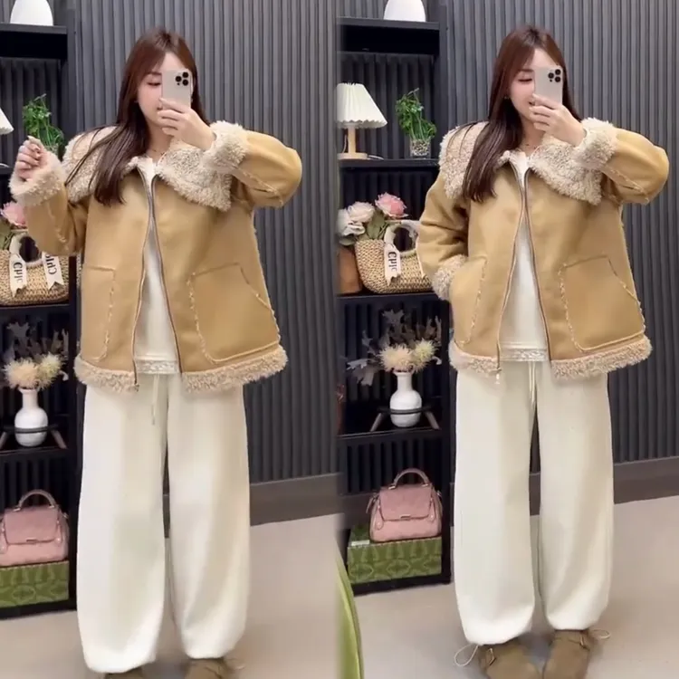 新款韩系大码翻领通勤风外套加厚休闲百搭上衣