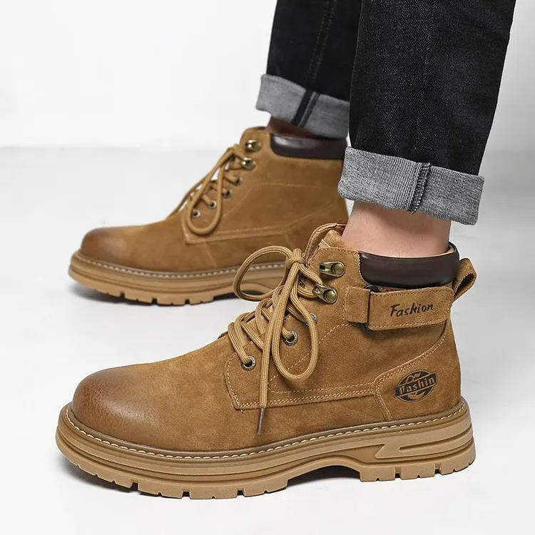 马丁靴男英伦风高筒鞋2025冬季新款男士大黄靴中筒沙漠工装短靴子