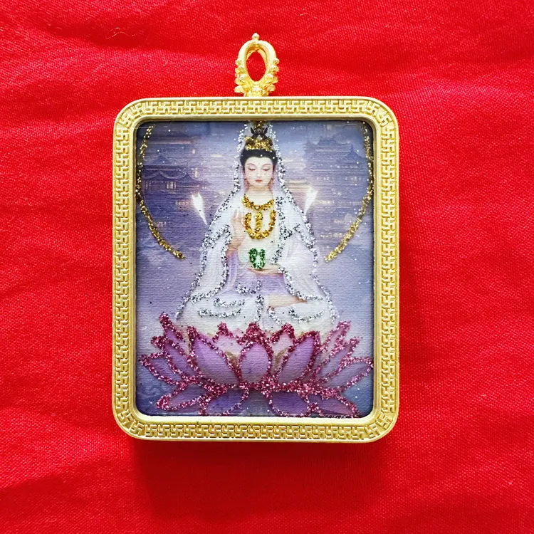 铜合金吊坠 正品洒金纯手绘观音菩萨唐卡护身符吊坠挂坠唐卡吊坠