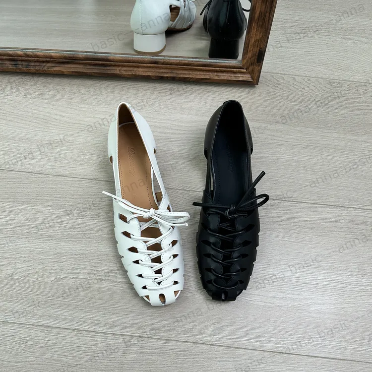 3cm/XW2103牛皮圆头粗跟单鞋女夏季镂空凉鞋罗马鞋森系编织乐福鞋