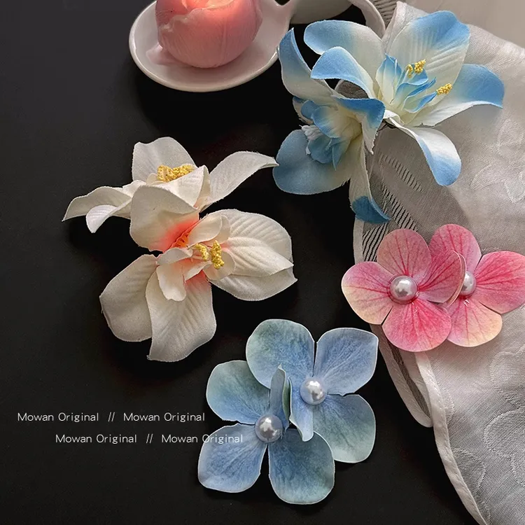 甜美仿真花朵珠珠发卡女2025新款侧边碎发夹子拍照头饰品发卡发饰