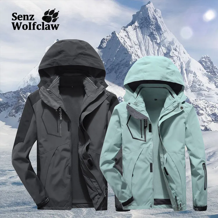 senzWolfclaw户外冲锋衣三合一男女潮牌冬防水防风加绒加厚登山服