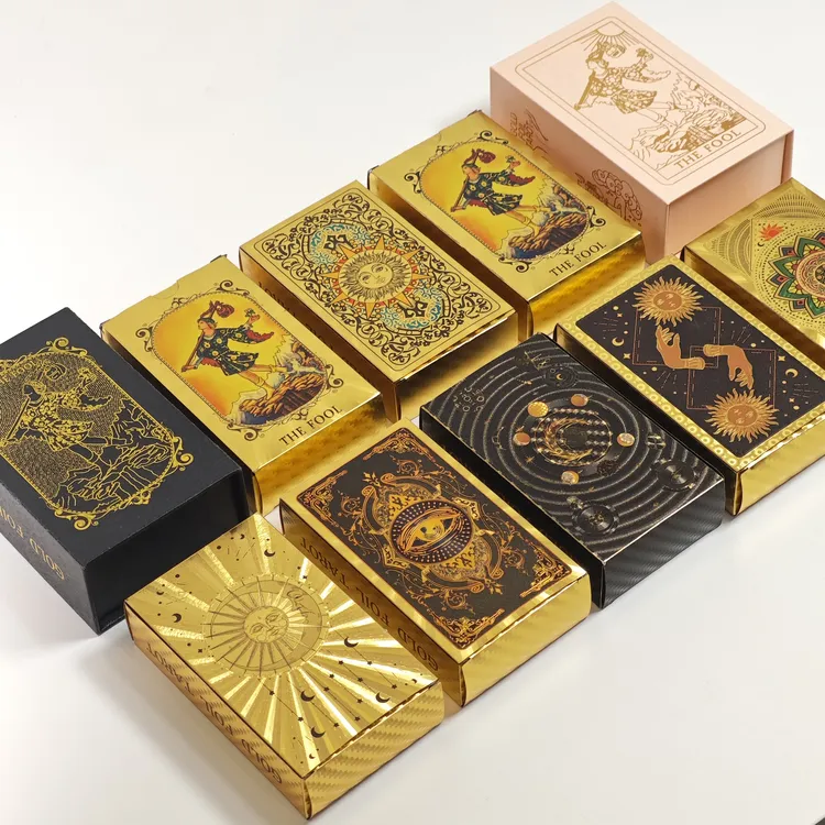 韦特金箔正版塔罗牌tarotPVC防水黑金新手入门塔罗卡牌桌游说明书
