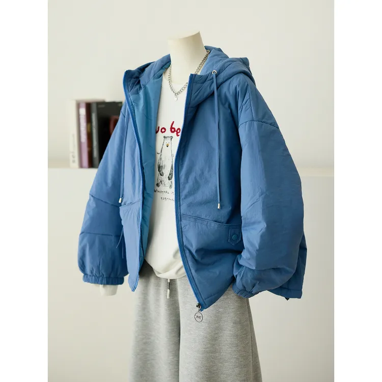 夹棉外套女连帽休闲百搭宽松显瘦冬季新款韩版加厚保暖棉服女