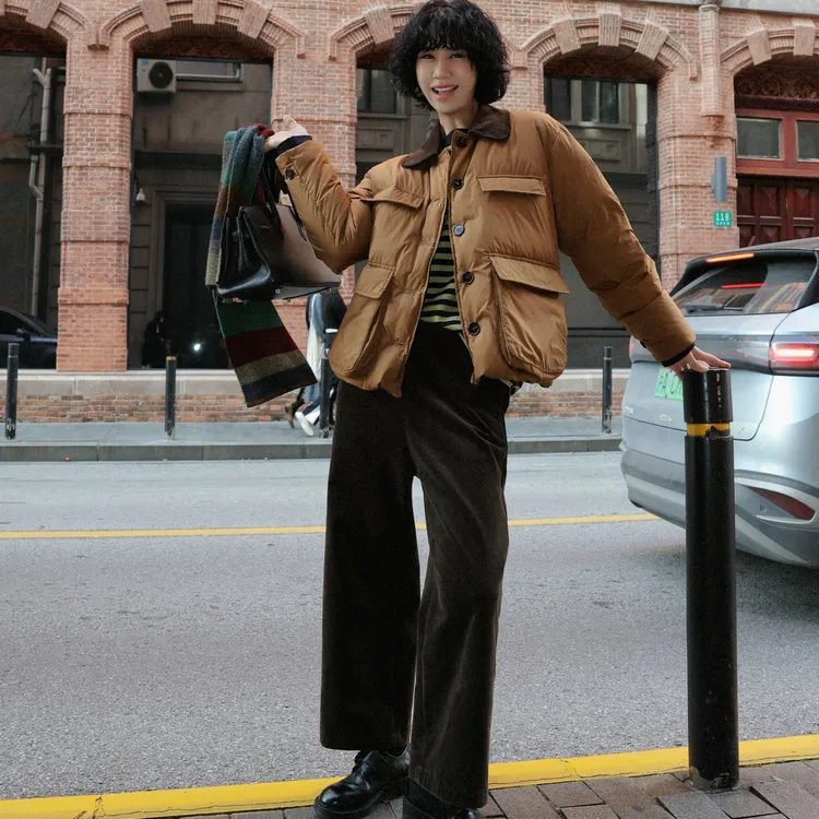 TT设计师【奶油糖霜】时尚高级感慵懒感简约鹅绒羽绒服TT191394