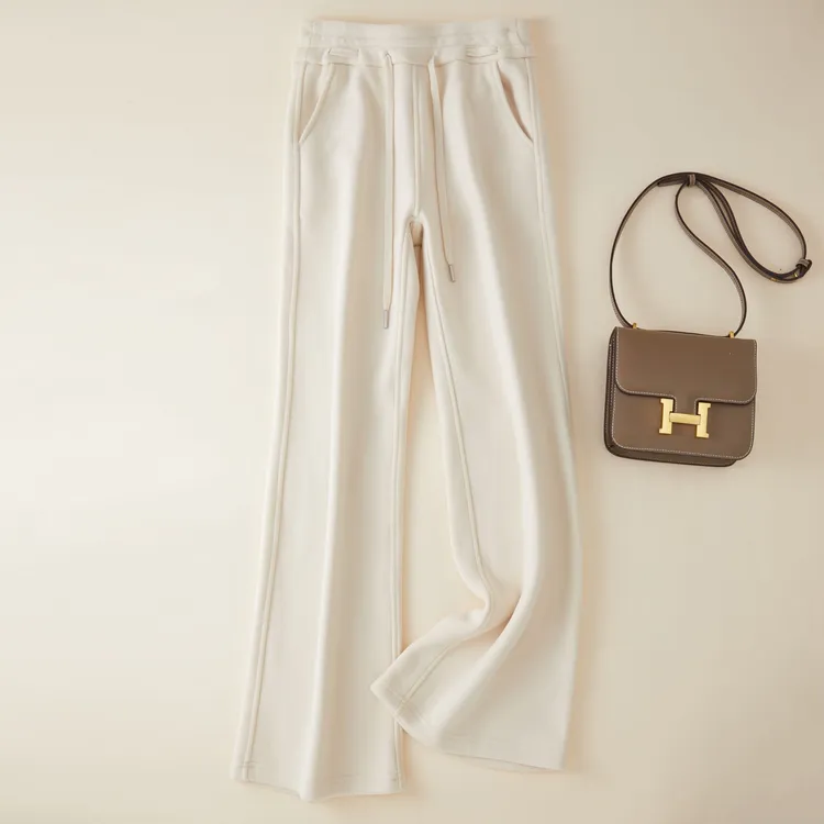 高端定制~无缝全包！冬季新款加绒加厚羊毛蚕丝阔腿裤！K3350