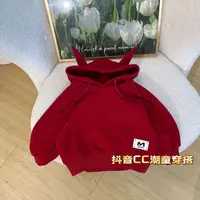 y秋季新款儿童红色牛牛卫衣百搭韩系潮款可爱洋气男女宝单件上衣