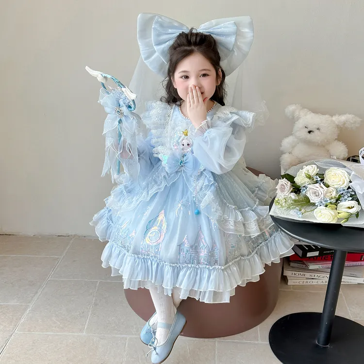 爱莎女童洛丽塔公主裙2025新款秋装生日礼服小女孩洋气秋款连衣裙