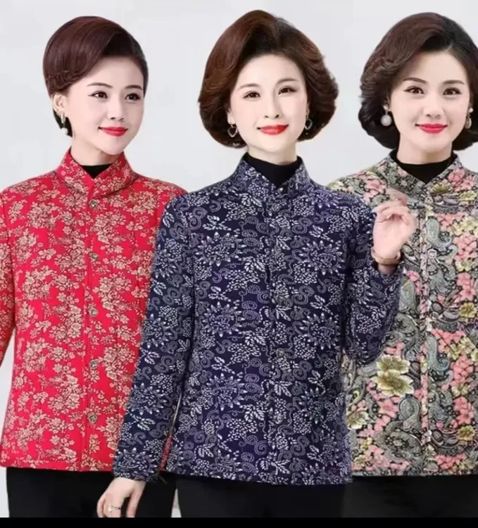 中老年加厚碎花棉袄保暖加肥大码妈妈花棉袄冬季长袖【一】