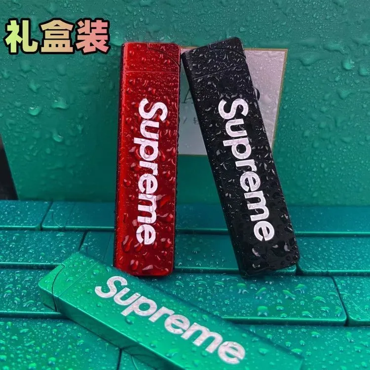 时尚潮牌suprem打火机绿色火焰创意送男友直冲超薄防风金个性