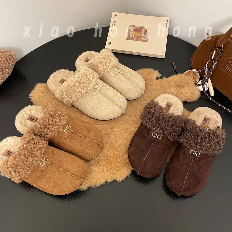 【松松】2025秋冬新款包头半拖鞋女时尚百搭加绒保暖网红