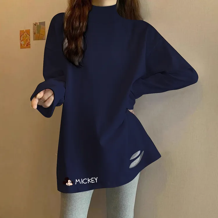 叠穿遮屁股显瘦上衣女搭配鲨鱼裤秋冬薄绒打底中长款宽松长袖t恤