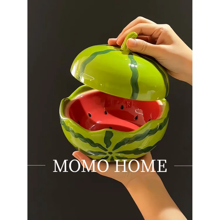 MOMO西瓜泡面碗带盖新款家用一人食汤面碗陶瓷螺蛳粉碗高颜值餐具