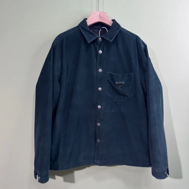 99新 Prada/普拉达 深绿色胸标灯芯绒棉服外套/L/工价19800男装