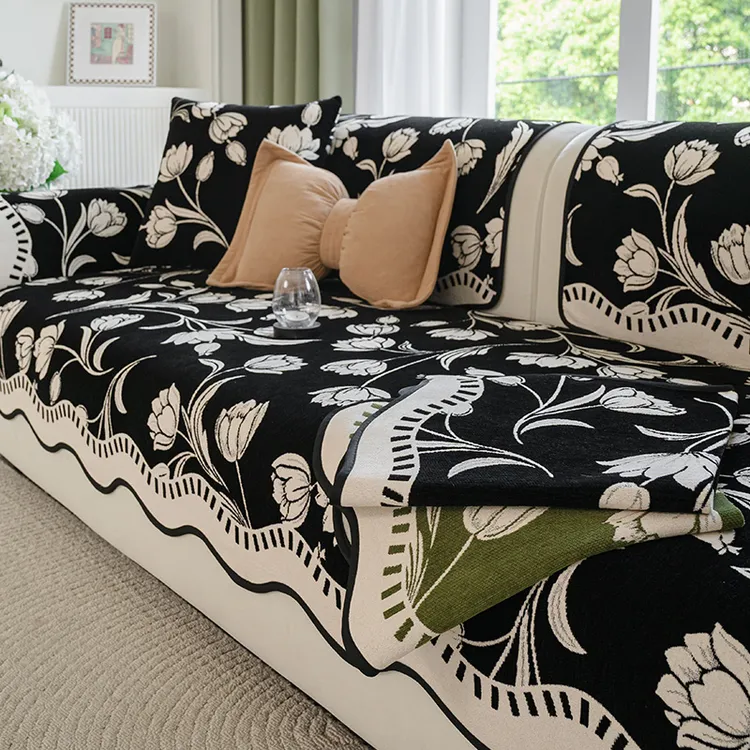 雪尼尔不规则异形轻奢高级感沙发垫2025新款盖布固定防滑沙发坐垫