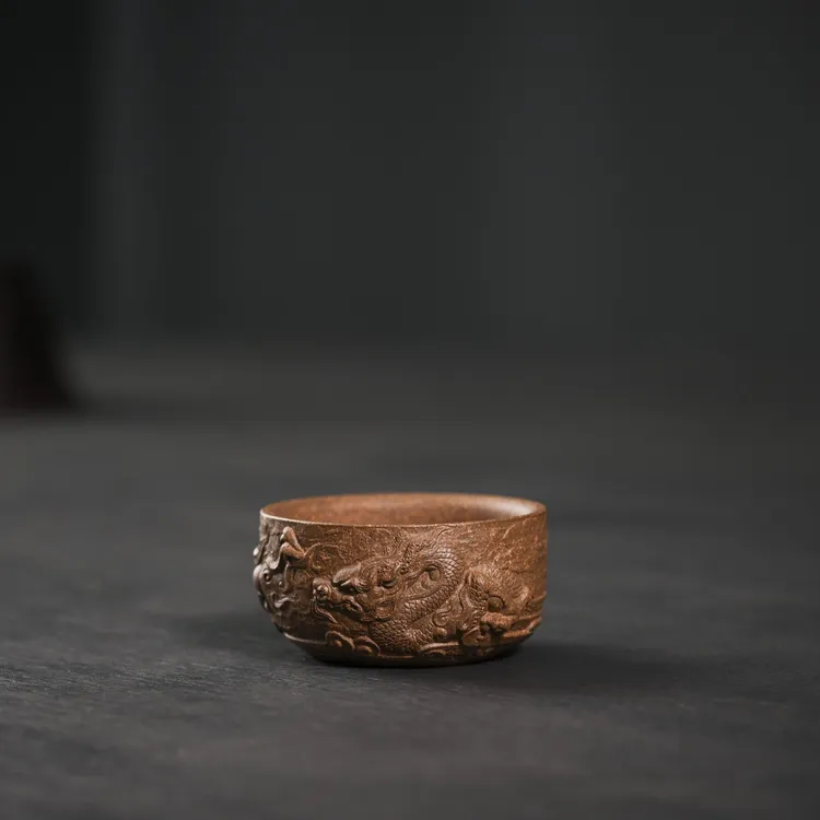 西美宸器【承泽】吉柏年原创设计龙题材主人杯原矿红黄团泥茶道