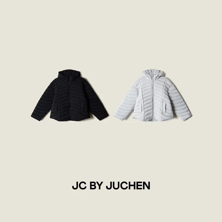 “都市庇护所”鱼骨廓形立裁分割绗缝鹅绒服保暖外套FW114002-187