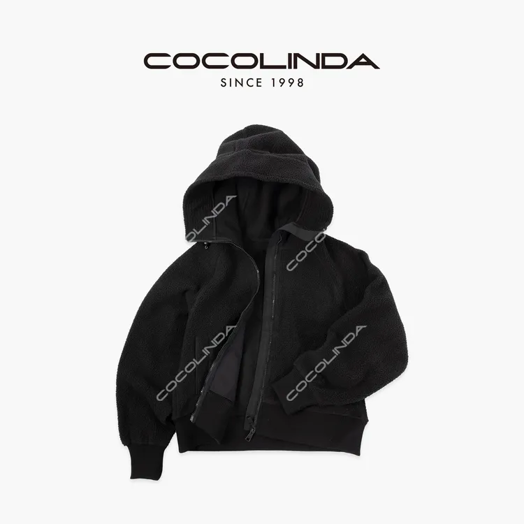COCOLINDA| 摇粒绒男女CP户外老钱连帽保暖短款外套c5520