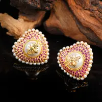 铜合金耳饰 【469】LeLe 耳钉 法式小香风爱心精致小蜜蜂时尚百搭