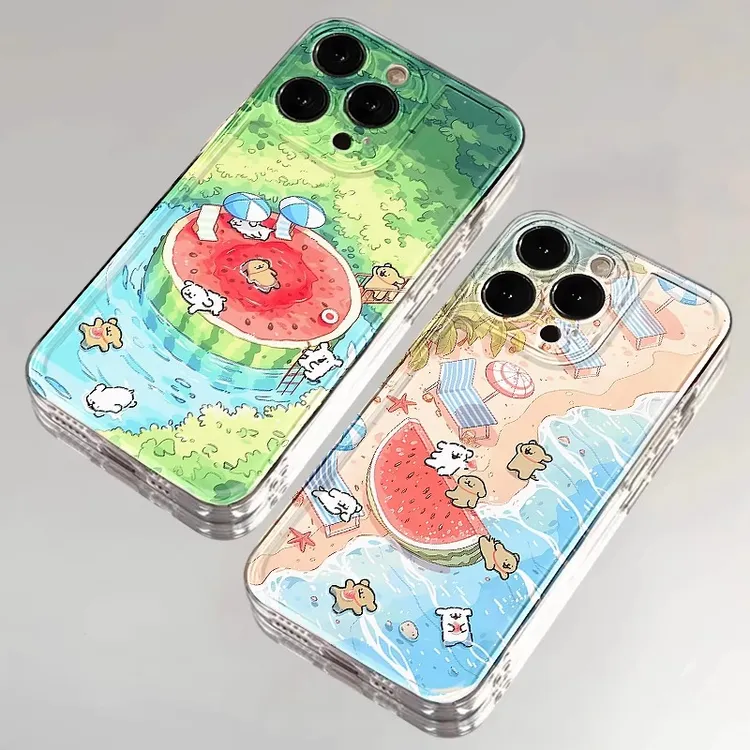夏日海边小狗适用iPhone15promax苹果16透明手机壳14卡通11新款12