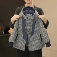 【鸭梨童品】2025冬款男童休闲百搭复古格子连帽加厚棉服yL20426
