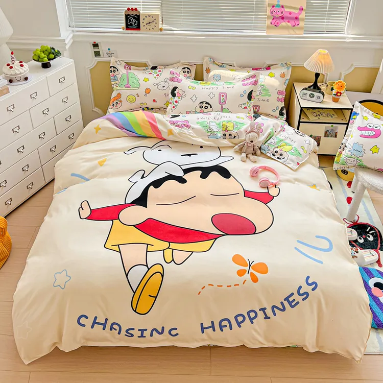 蜡笔小新ins风床上用品四件套卡通被套床单三件套宿舍上铺被罩A类